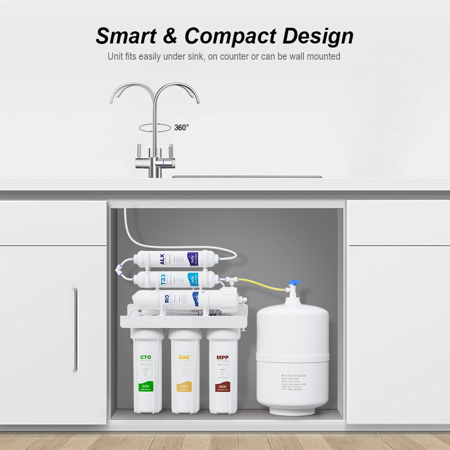 6 Stage 75 GPD Reverse Osmosis System Alkaline Drinking Water Filter Purifier gallery