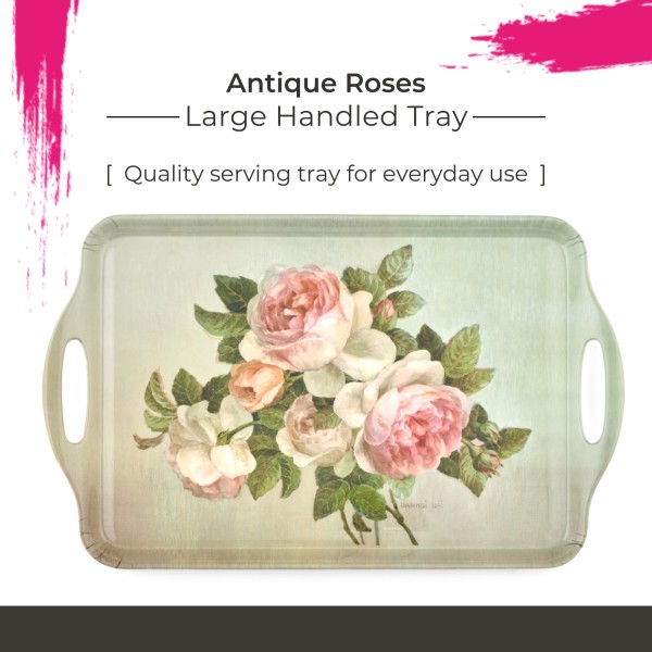 Pimpernel Antique Roses Collection Large Handled Melamine Tray - 18.9" x 11.6" gallery
