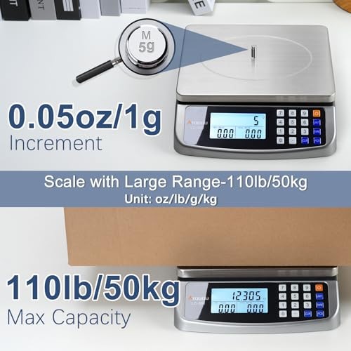 110lb Food Scale, Commercial Kitchen Scale with Price Grey 110lb/50kg gallery