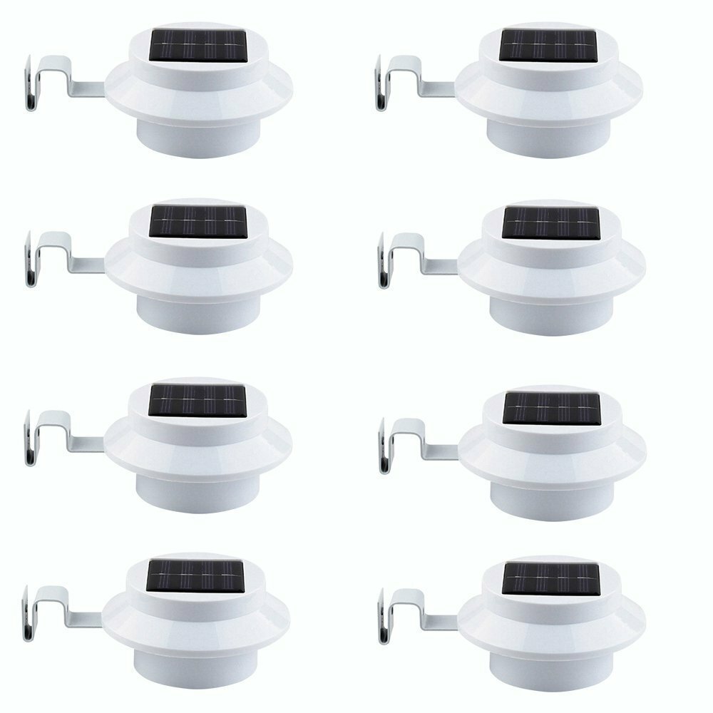 8 Pack Waterproof Solar Powered LED Outdoor Gutter Lights with Brackets gallery