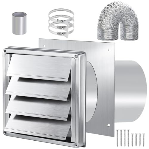 Dryer Vent Kit Through Wall with 4 Inch Stainless Steel Dryer Vent Cover gallery