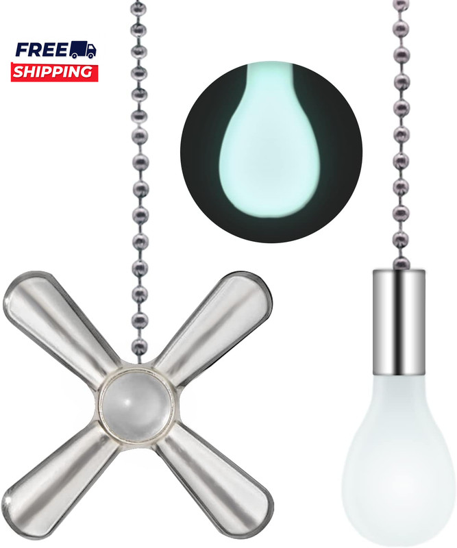 Silver Ceiling Fan Pull Chain Set, 2Pack 3Mm Diameter Beaded Fluorescent Decorat gallery