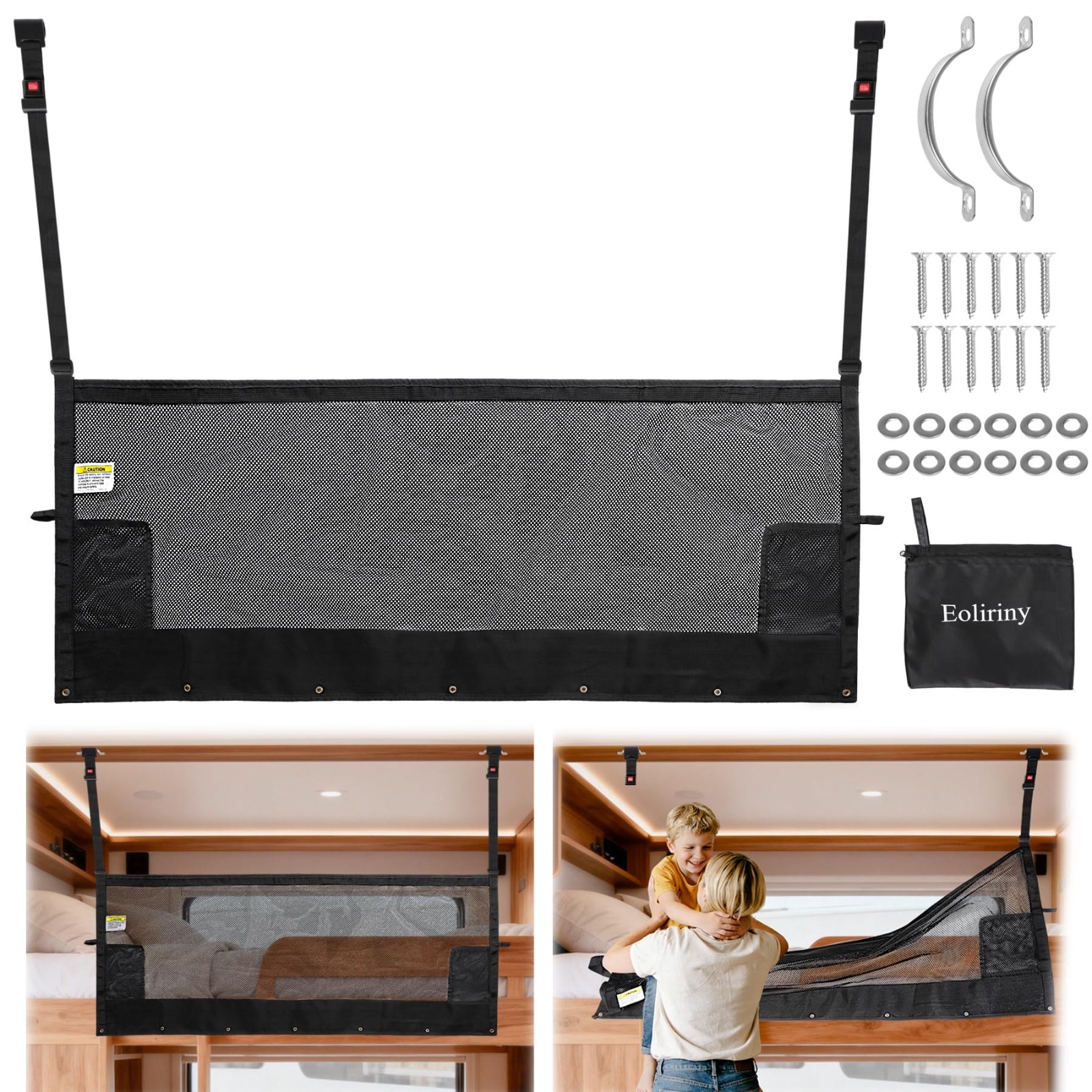 59" x 18" Adjustable RV Bunk Bed Safety Net with Quick Release Buckles - Travel gallery
