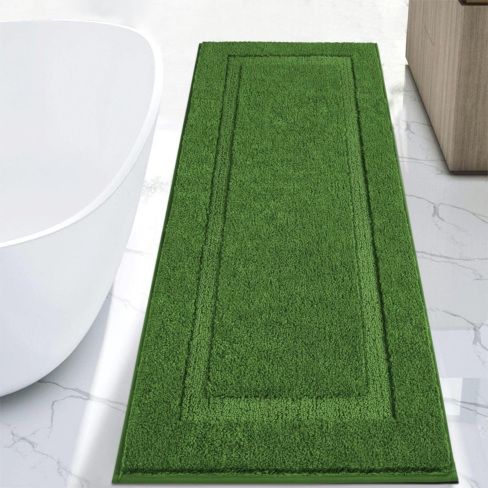 Super Soft Bathroom Rugs Runners 24"x60" Polyester Bath Mats Non Slip Washabl... gallery