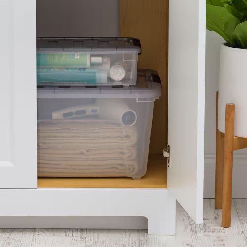 5 Qt./1.25 Gal. Stack and Pull Plastic Storage Boxes with Latching Lids, Clear ( gallery