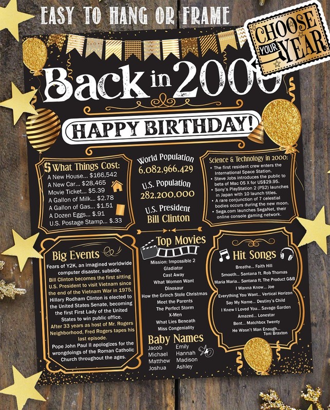 26th Birthday Decorations 2000 Back in 2000 Poster 11x14 Unframed Party Gift gallery