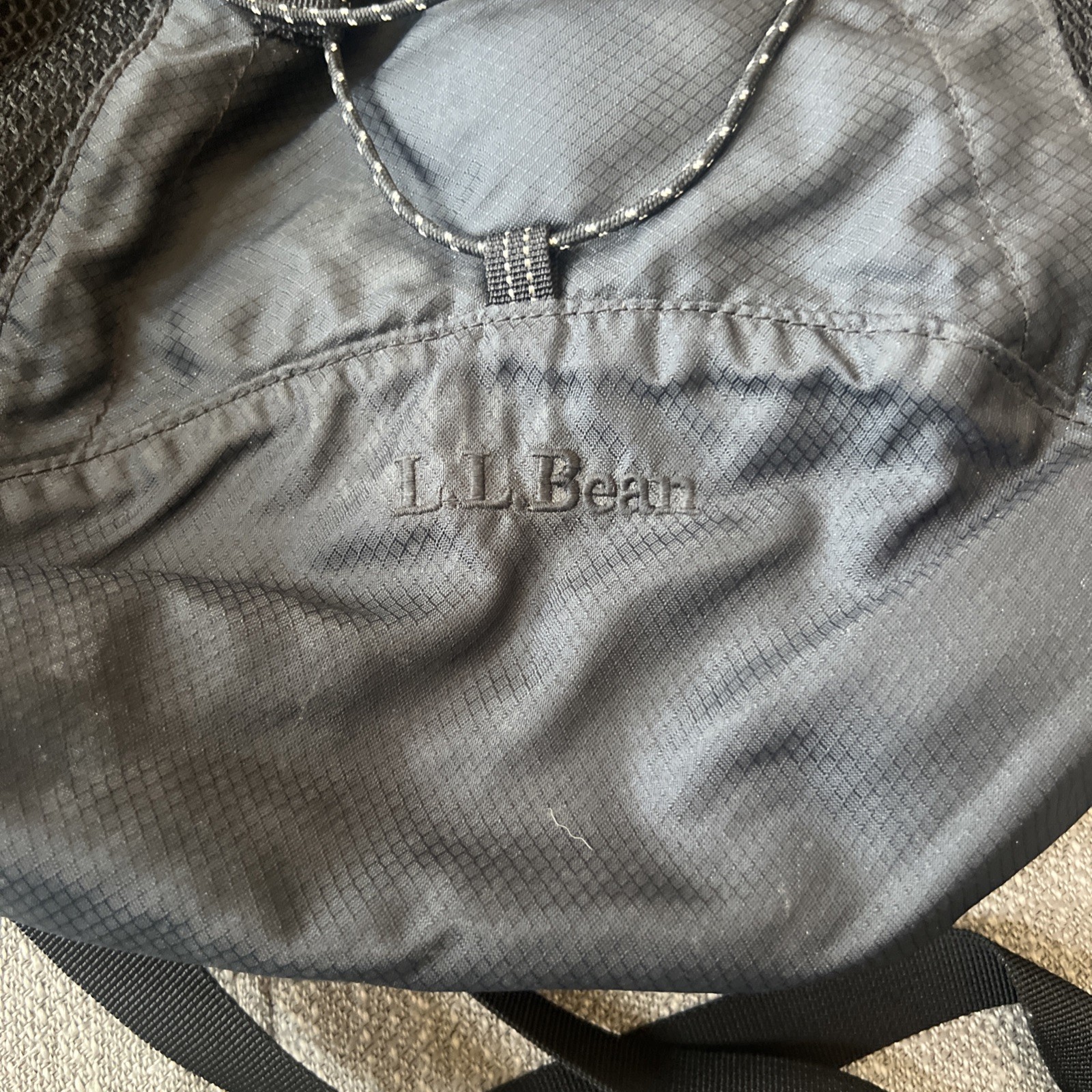 LL Bean Nylon Backpack Blue Black Lightweight Packable Outdoor Gear 3