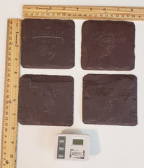 Tastefully Simple-Four Brown Slate Coasters Cork Back W/New Digital Timer