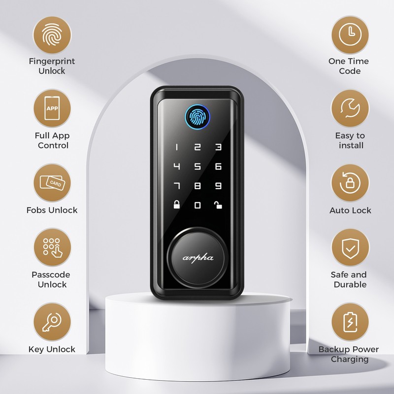 ARPHA Keyless Entry Smart Door Lock 50 Code Keypad Deadbolt Fingerprint Password gallery