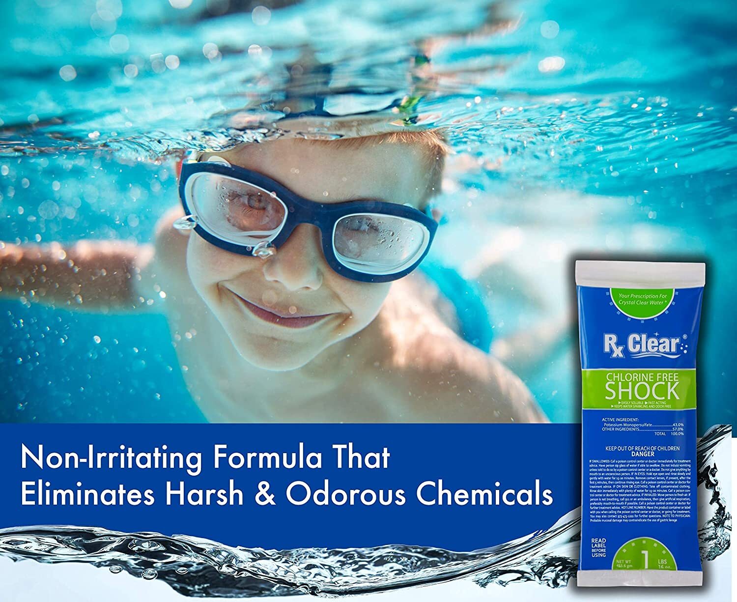 Rx Clear 36.2% Potassium Monopersulfate Chlorine Free Pool Shock - 1 lb Bag gallery