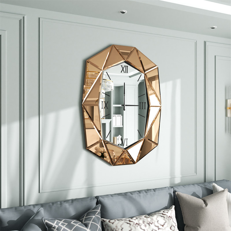 Large Decorative Wall Mirrors Mirrored Wall Clock Living Room Bedroom Entryway gallery