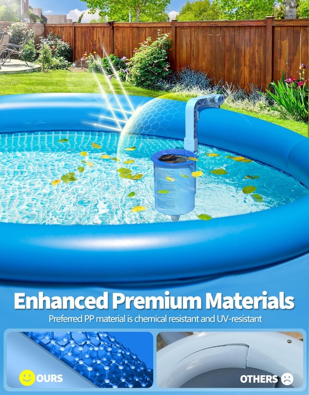 Above Ground Pool Surface Skimmer with 3 Filter Socks, Wall Mount & Floating Des gallery
