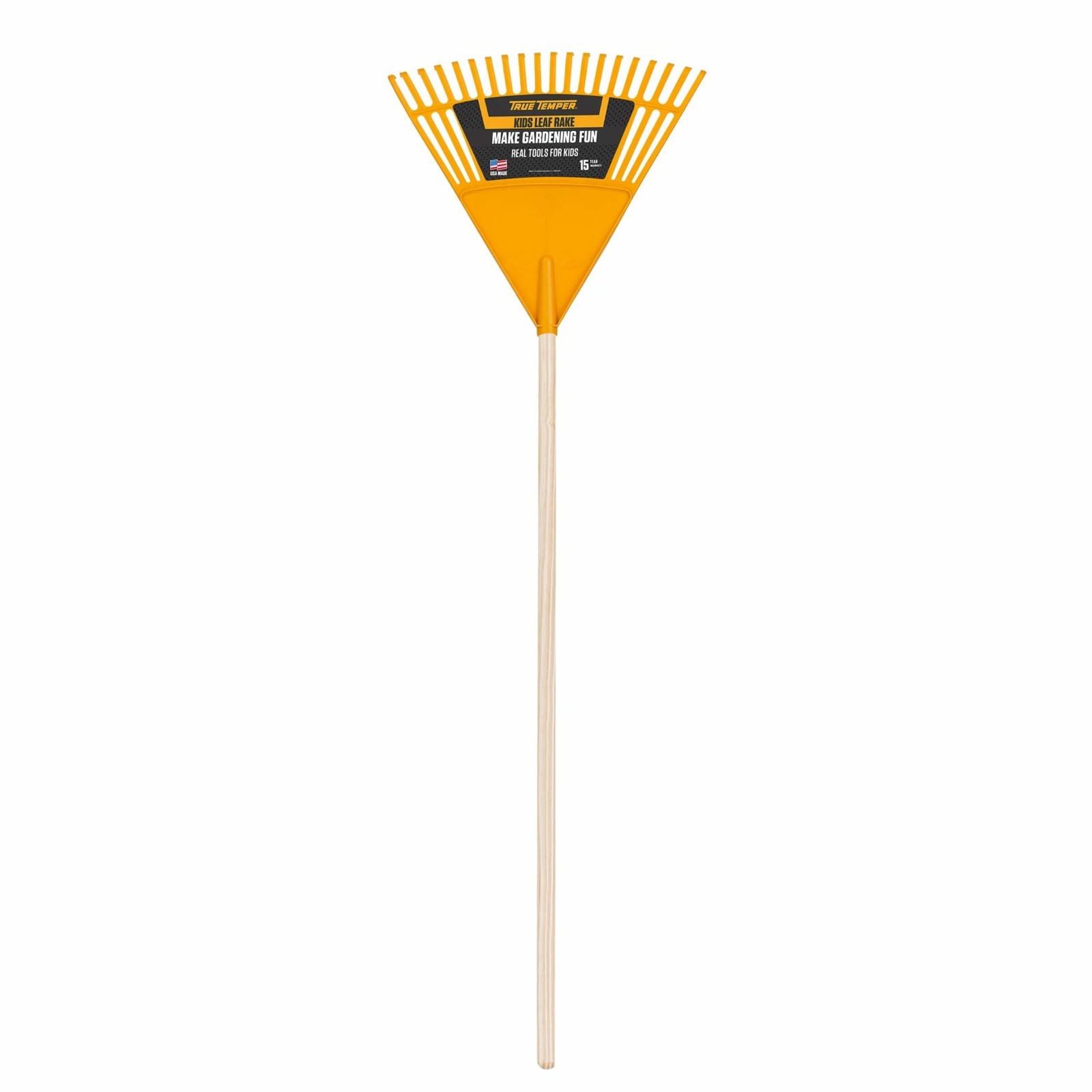 True Temper Real Leaf Rake for Kids, Durable, Hardwood Handle, Yellow, 54" gallery
