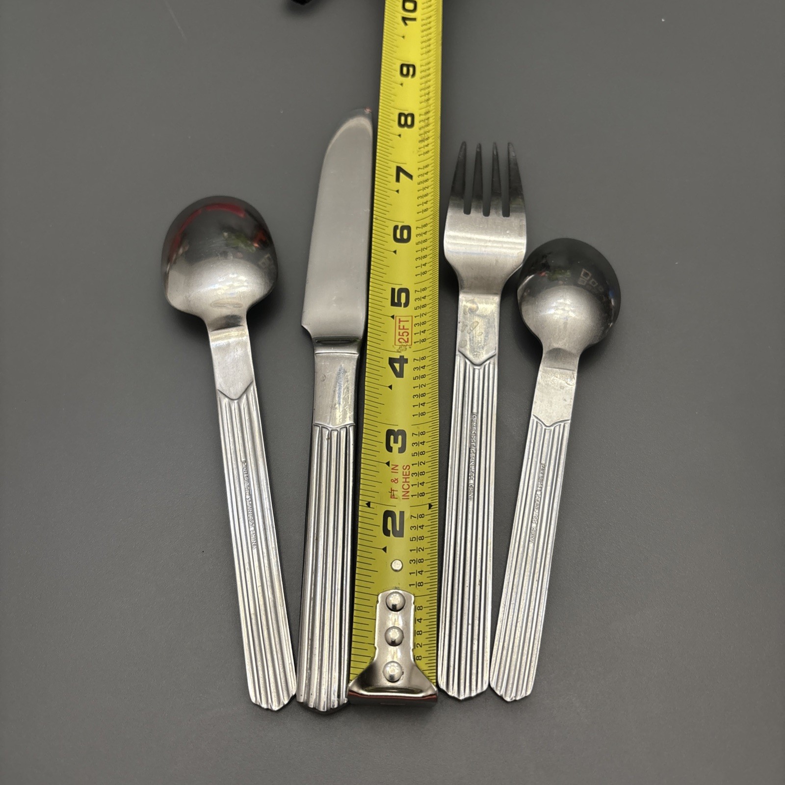 Cambridge TIDES Flatware Set 8 Pieces Ribbed Ridges Stainless Fork Spoon Knife gallery