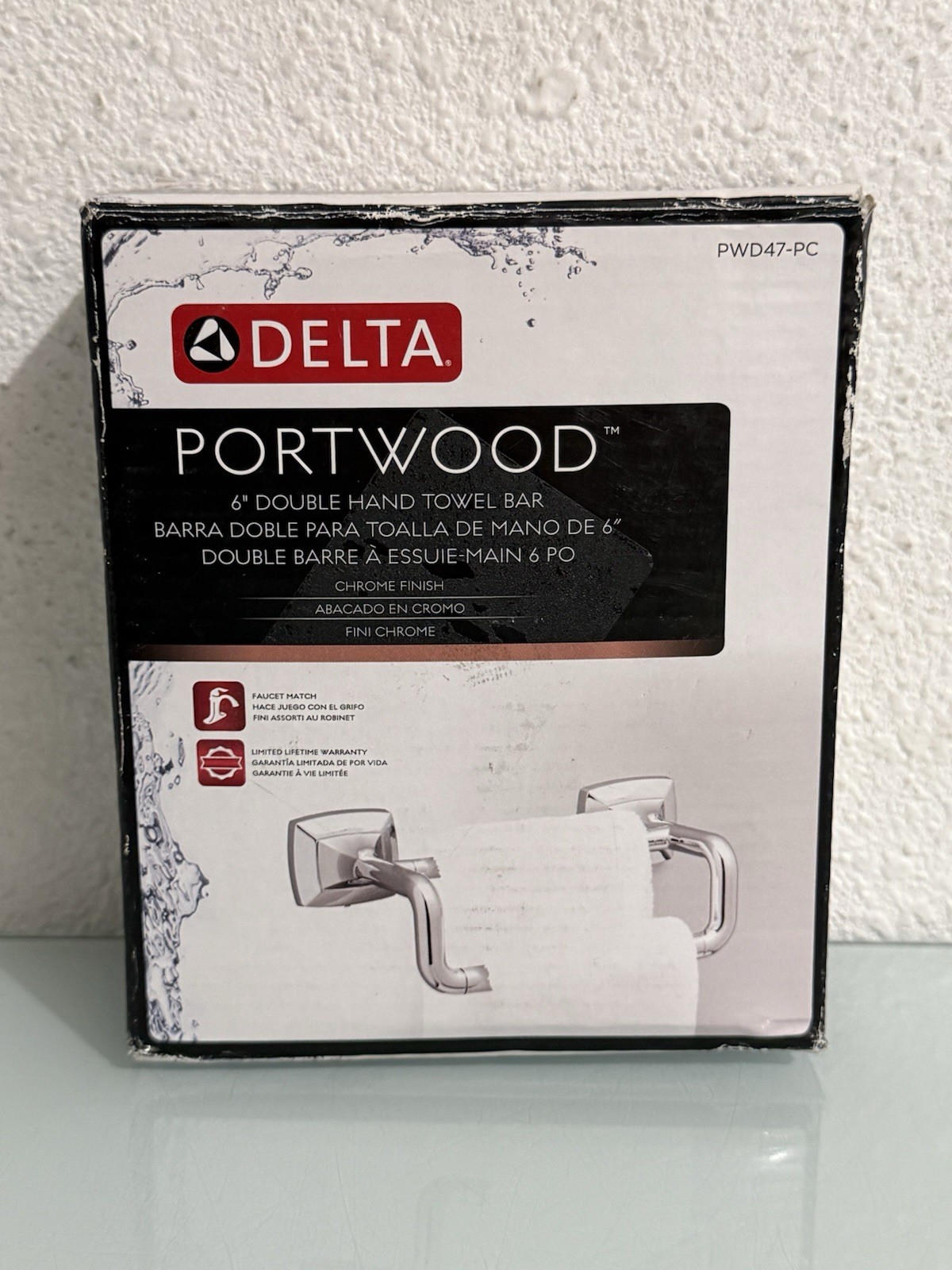 Delta Double Hand Towel Bar in Chrome Portwood 6 in. PWD47-PC Bathroom gallery