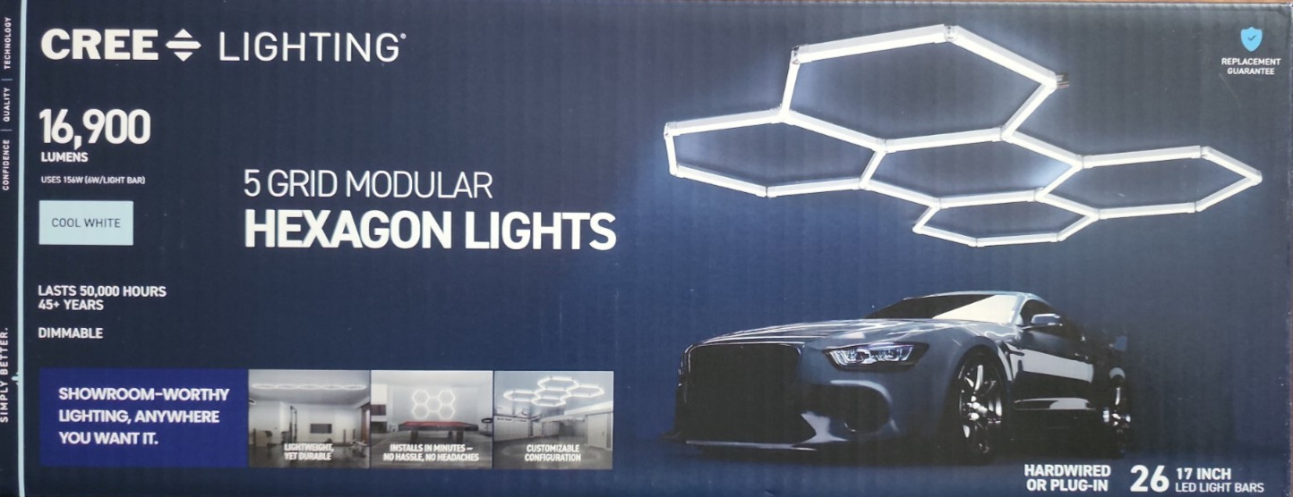 Cree Lighting 5 Grid Modular Hexagon LED Garage Lights 16900 Lumens 26 Light Bar gallery