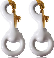 Anley Flag Accessory – 1 Pair White Rubber Coated Brass Swivel Snap Hook 3.3 In