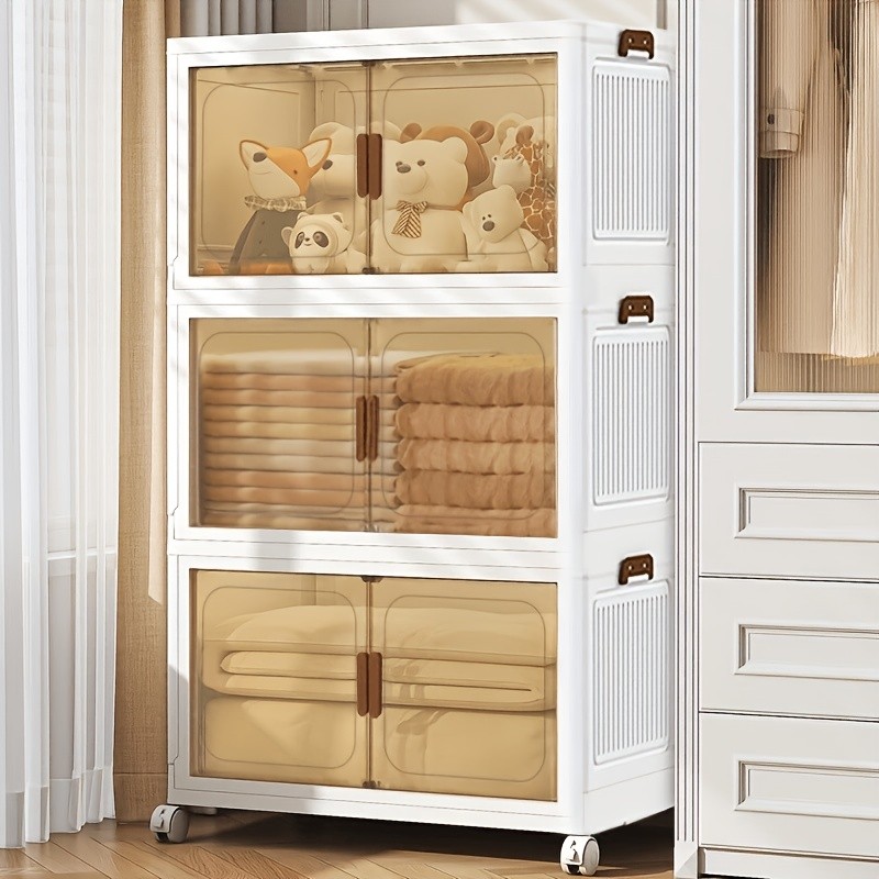 Layer Extra Large Storage Cabinet, Multi-Layer Foldable Storage Box with Door gallery