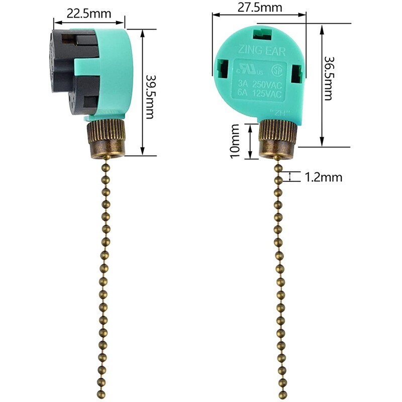 3 Pack Ceiling Fan Switch 3 Speed 4 Wire ZE-268S6 Fan Pull Chain Switch8457 gallery
