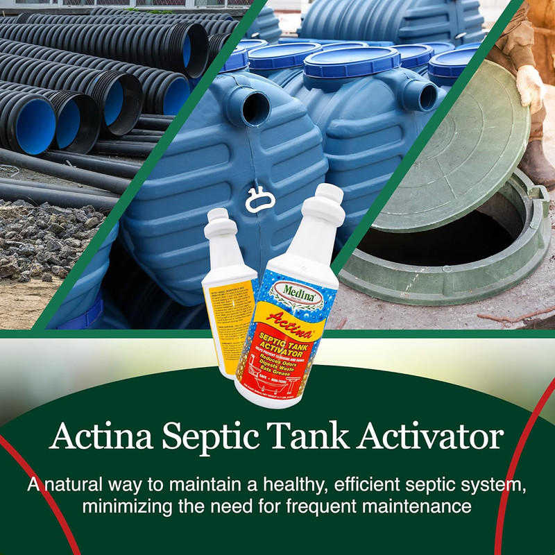 Actina Septic Tank Activator Reduces Odors Digests Waste 32 fl oz by Medina gallery