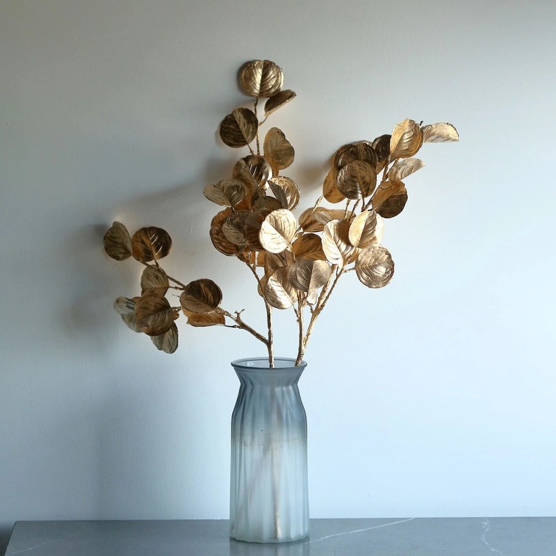 2 Gold 27 in Artificial Eucalyptus LEAF Metallic Faux Greenery Stems Party Event gallery