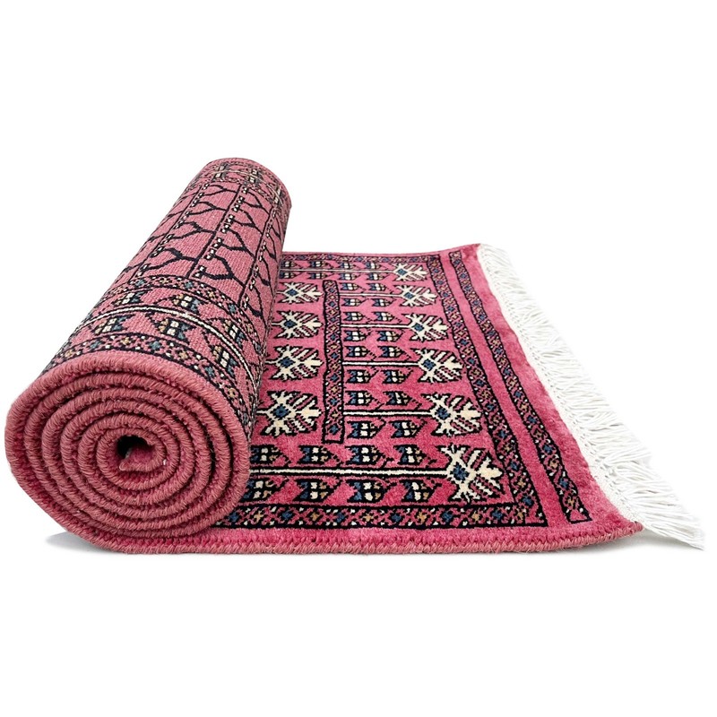 Handmade Hand Knotted Wool Runner Rug, 2x6 ft, Peach, Traditional Parda gallery