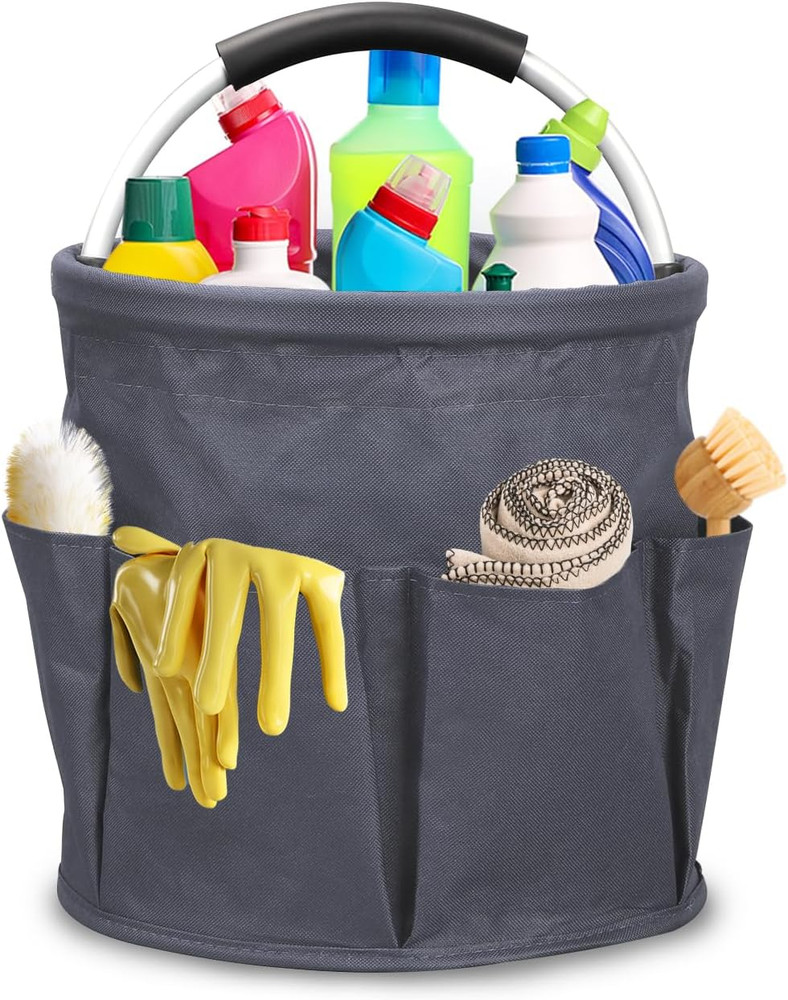 Cleaning Caddy with Handle, 17L Cleaning Supply Caddy Foldable Bucket Organizer