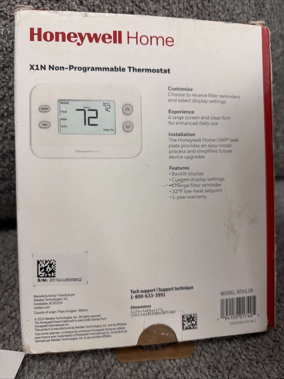HONEYWELL X1N NON-PROGRAMMABLE THERMOSTAT SINGLE STAGE RTH11B gallery