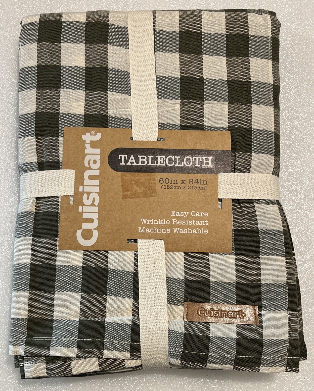 Cuisinart 60x84 Inch Green Checked Cotton/Polyester Tablecloth Machine Wash NWT gallery