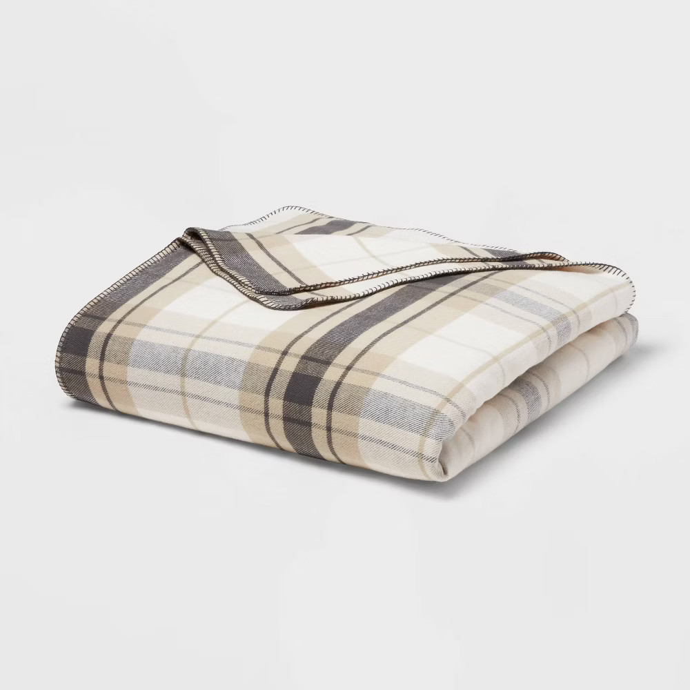 Brushed Cotton Blanket Plaid - Threshold gallery