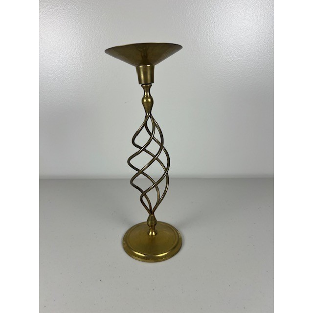 Vintage Solid Brass Spiral Barley Twist Taper Candlestick Holder 12 Inch Gold