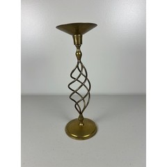 Vintage Solid Brass Spiral Barley Twist Taper Candlestick Holder 12 Inch Gold
