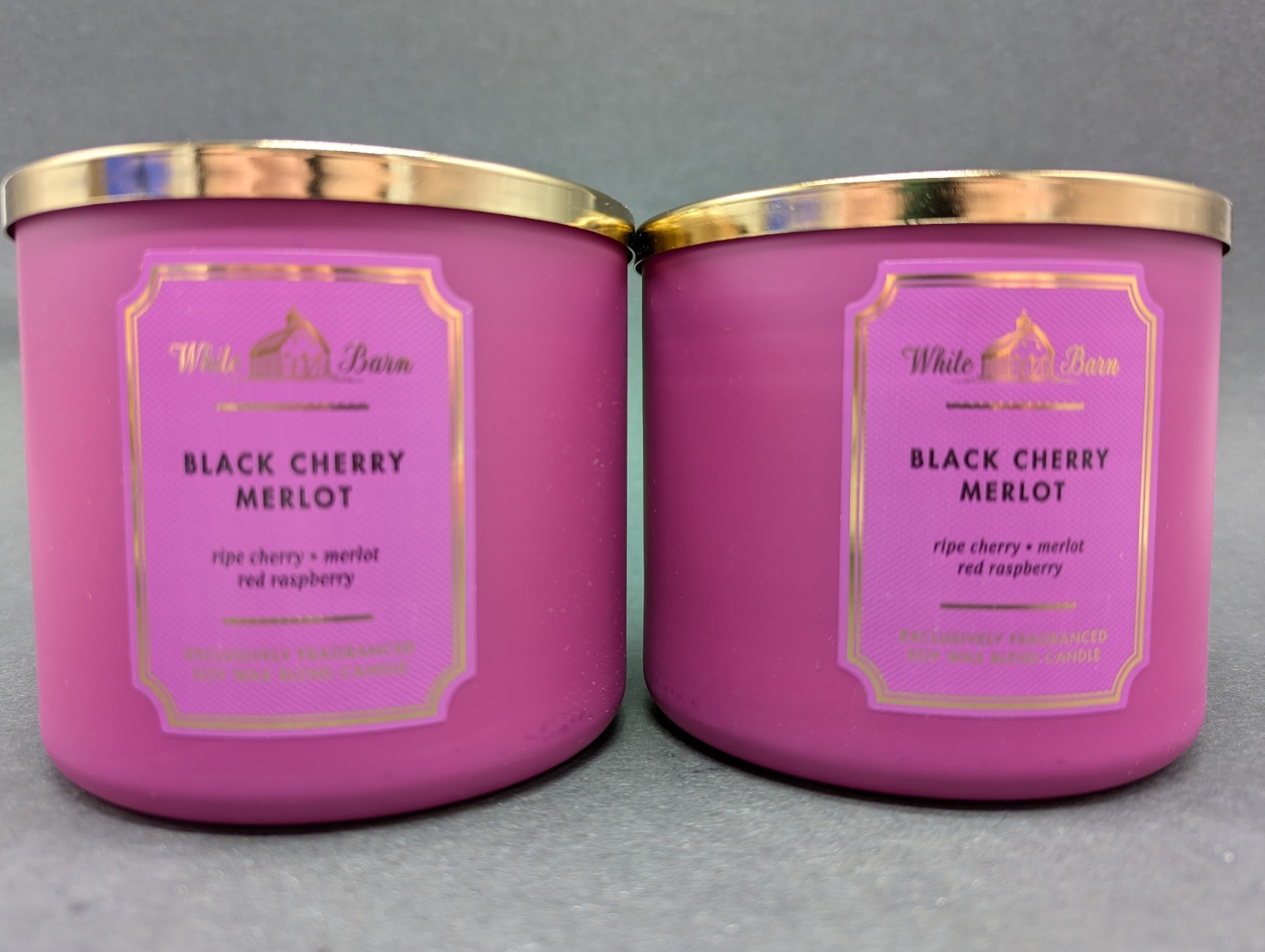 Qty (2) White Barn BLACK CHERRY MERLOT Large 3 Wick Candle 14.5oz NEW gallery