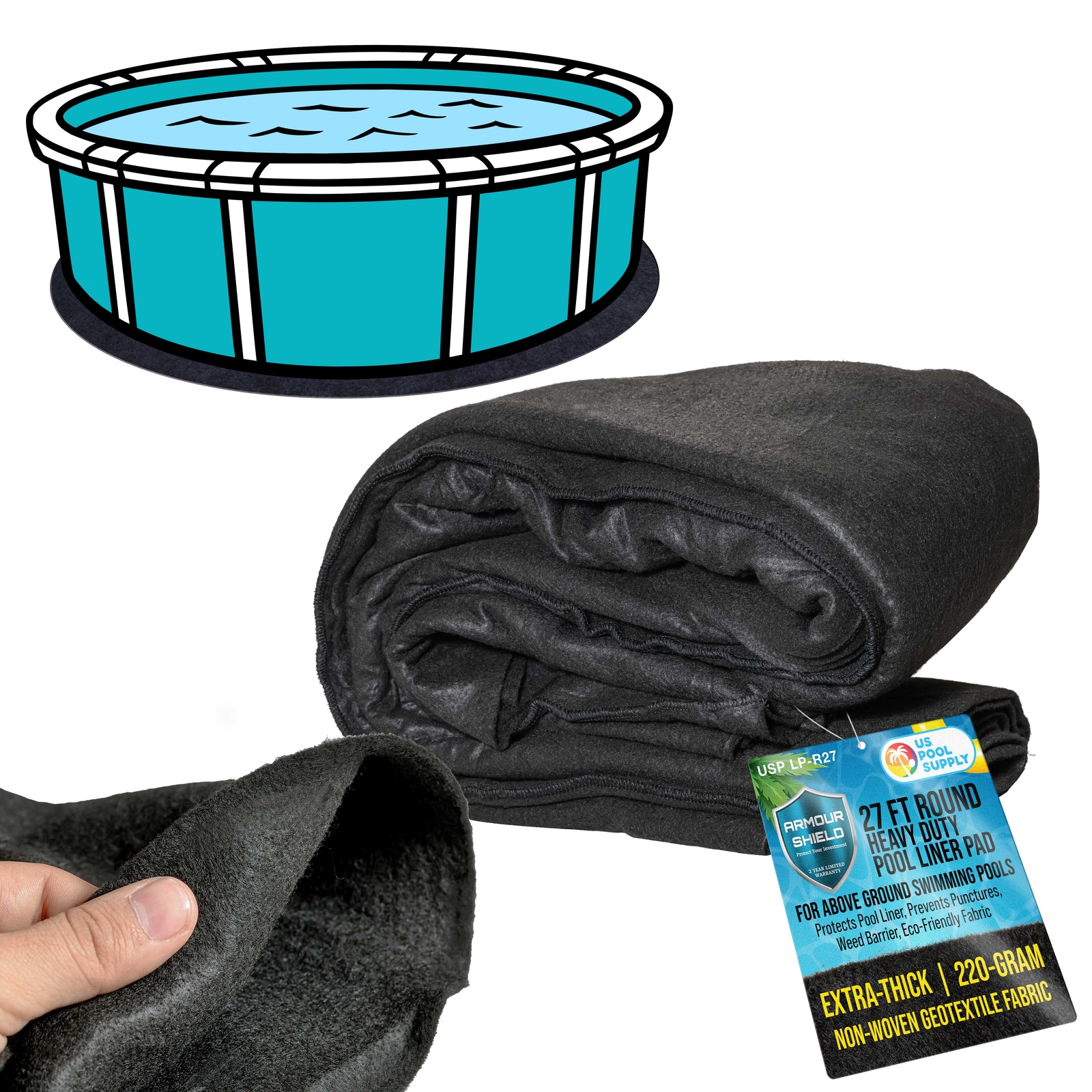 27-Foot Round Heavy Duty Pool Liner Pad for Above Ground Swimming Pools, Protect gallery