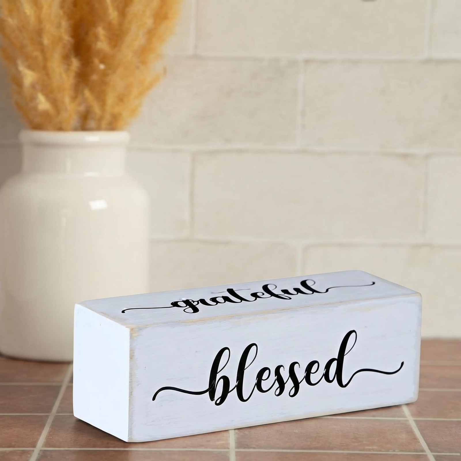 Jetec Four-Sided Wooden Block Decor 15 x 5 x 5 cm/ 6 x 2 x 2 inches, White gallery