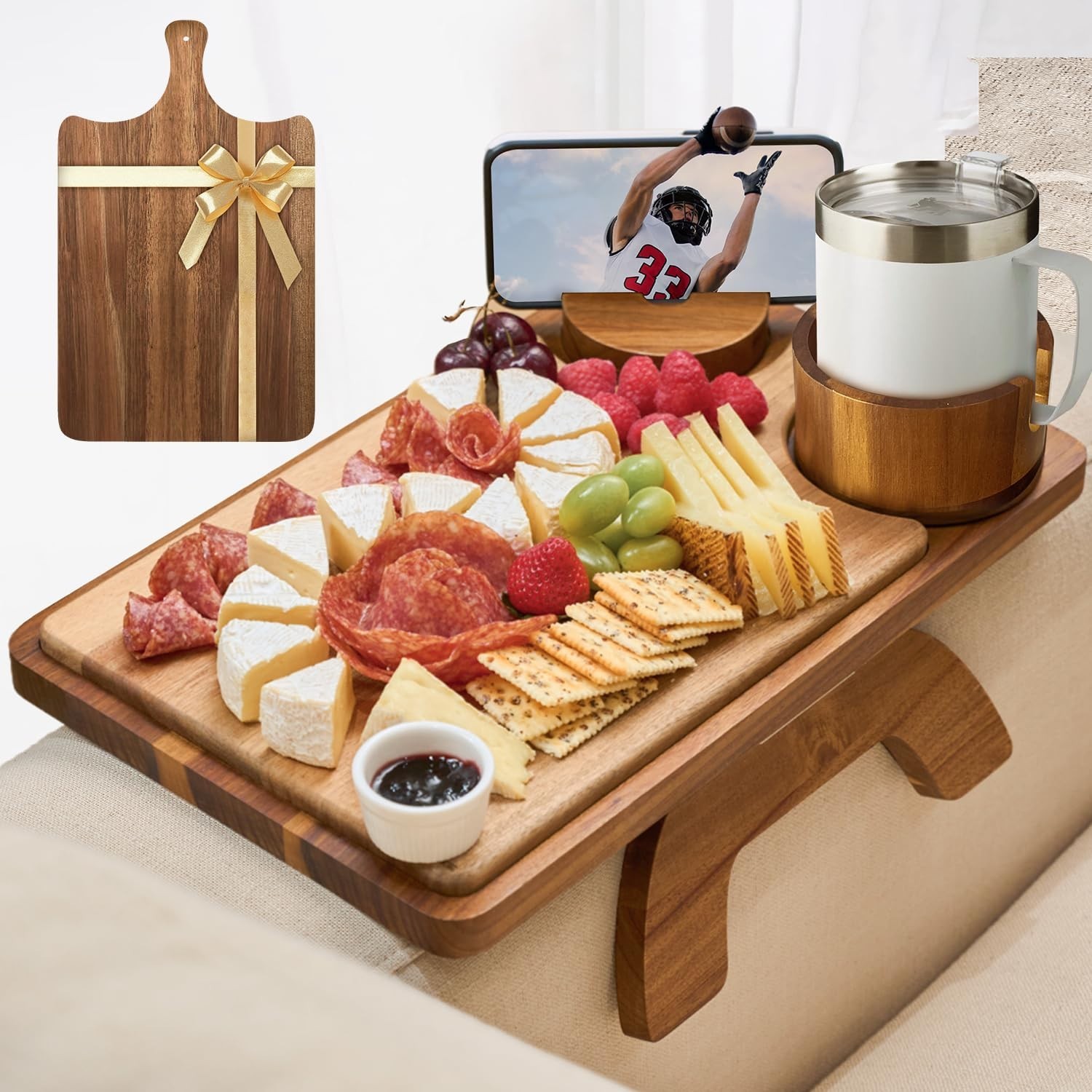 ZenStorage Acacia Wood Couch Arm Table Tray Style# sofa-002 gallery