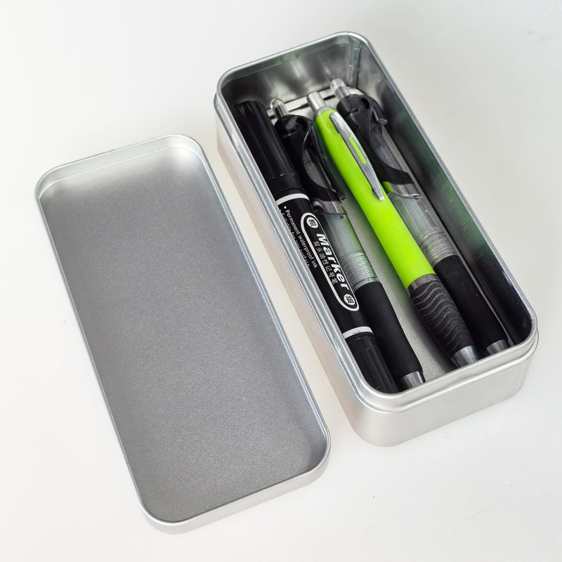 Rectangular Metal Empty Tins 7 PCS Set 5.9x2.75x1.57 inches Silver gallery