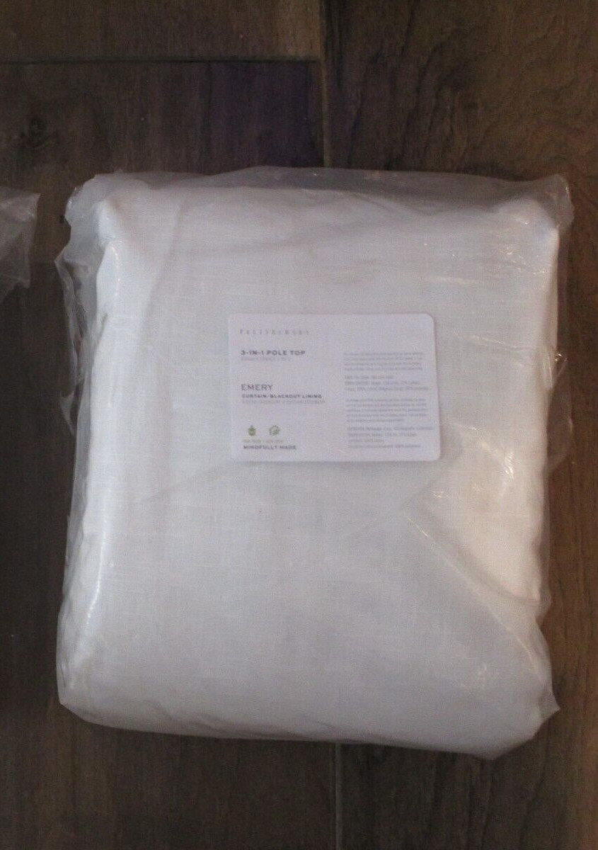 POTTERY BARN EMERY WHITE LINEN BLACKOUT 100" X 108" CURTAIN PANEL NEW gallery