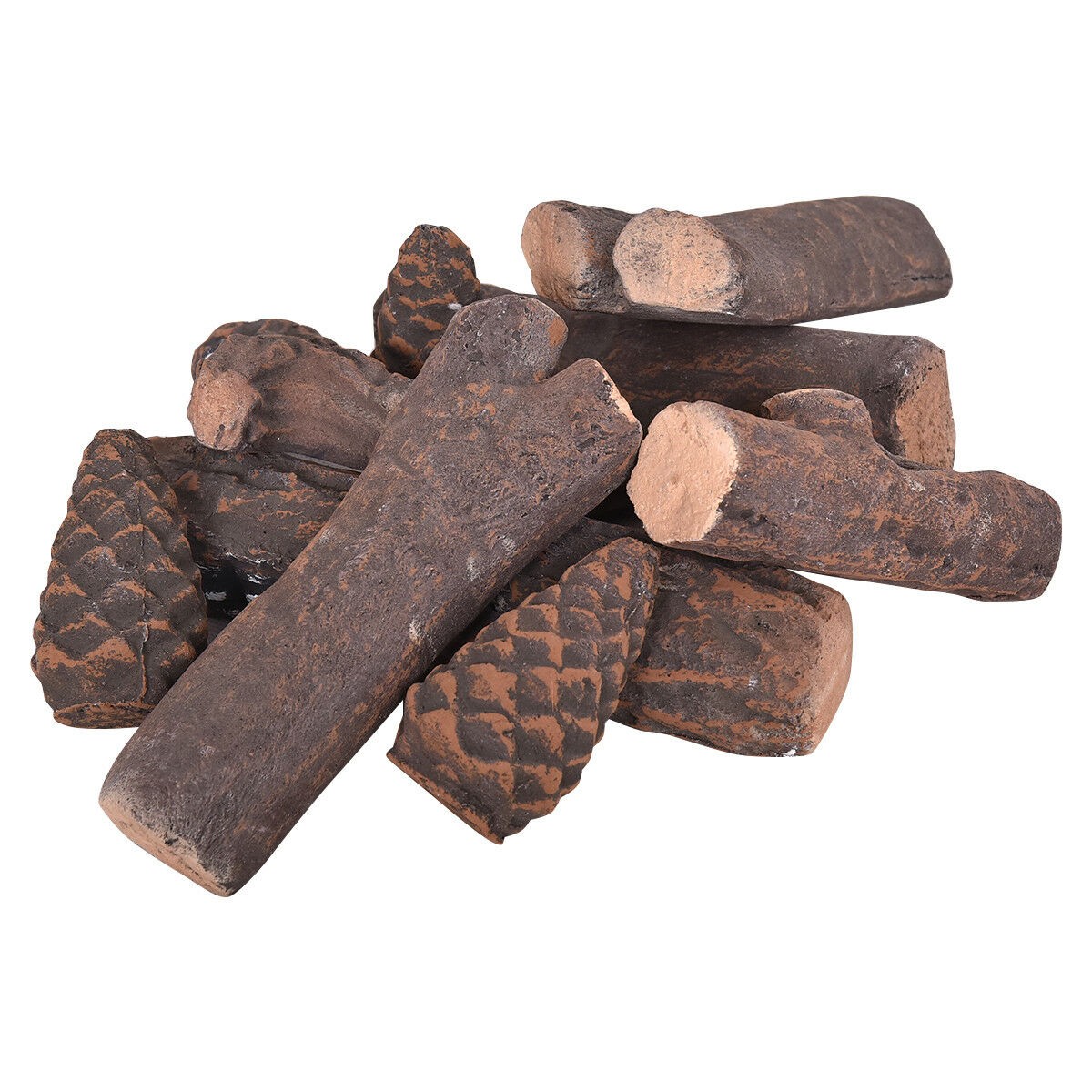 9Pieces Ceramic Wood Gas Fireplace Log Set Imitation Wood Propane Firepit Logs gallery