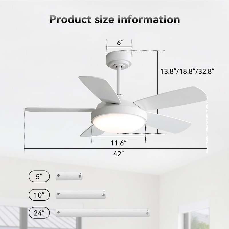 Sofucor 42'' Ceiling Fans with Lights & Dimmable LED Quiet Reversible DC Motor gallery