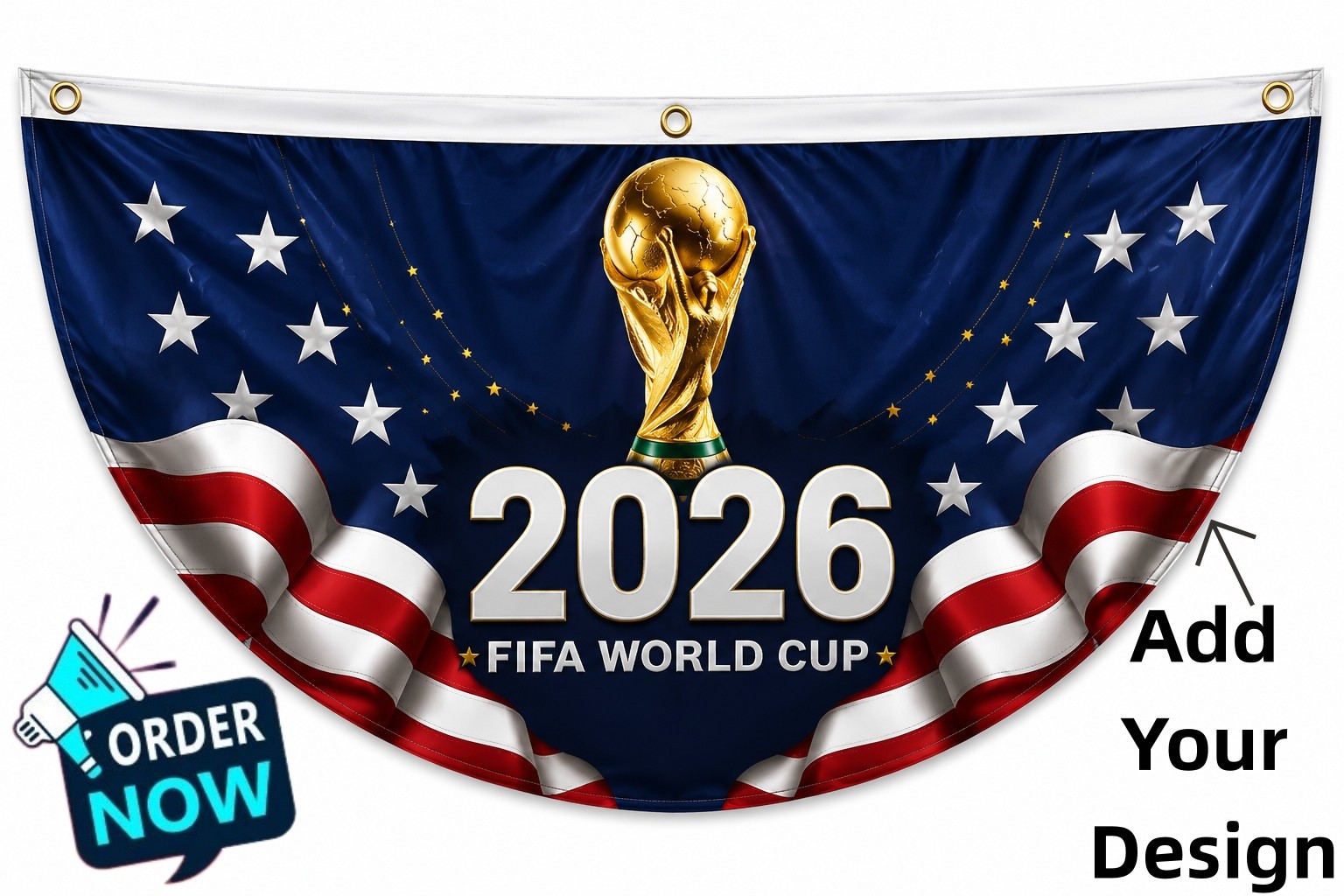 Custom World Cup 2026 Half Fan Flag Bunting Soccer Fan Porch Outdoor Decoration gallery