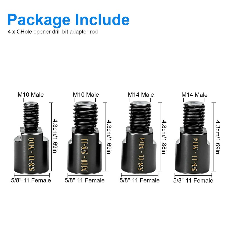 4Pcs Angle Grinder Converter Adapter 5/8inch-11 Female to M10/M14 Male Adapte gallery