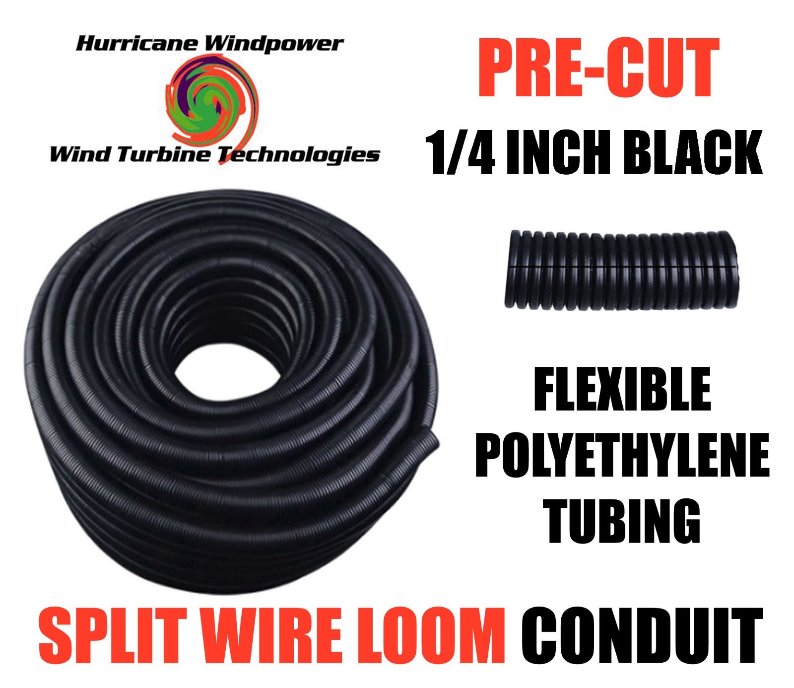 Pre-Cut 1/4 Inch Split Wire Loom Flexible Tubing Cable Conduit Polyethylene gallery