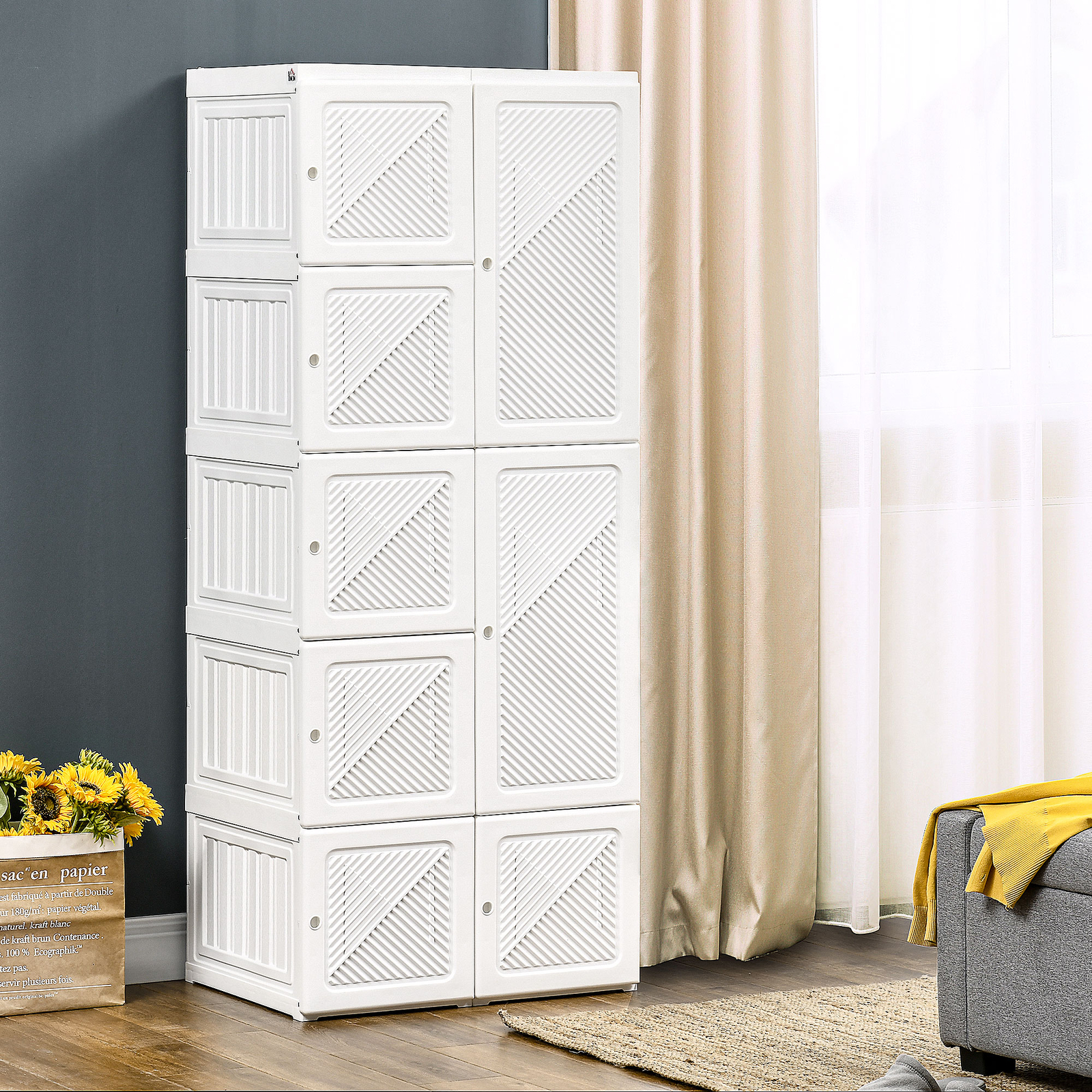 Portable Wardrobe Closet Foldable Clothes Cabinet Organizer w/ Cube Storage gallery