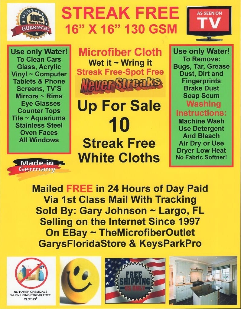 Streak Free Cloth 10 Pack Microfiber White FREE SHIPPING! Best 130 GSM Quality gallery