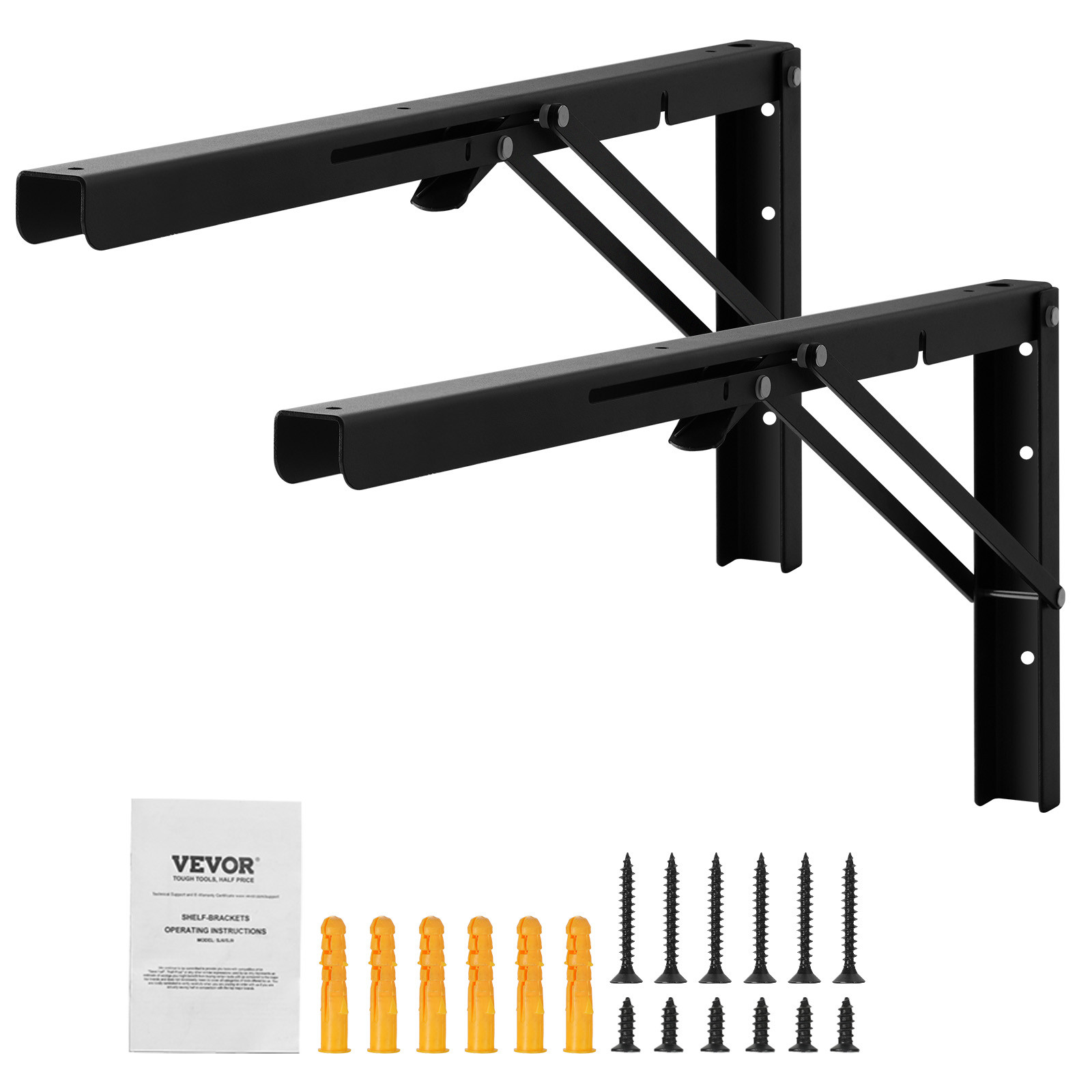 VEVOR Foldable Shelf Bracket 24”L 2 Pcs Heavy Duty Floating Shelf Brackets gallery