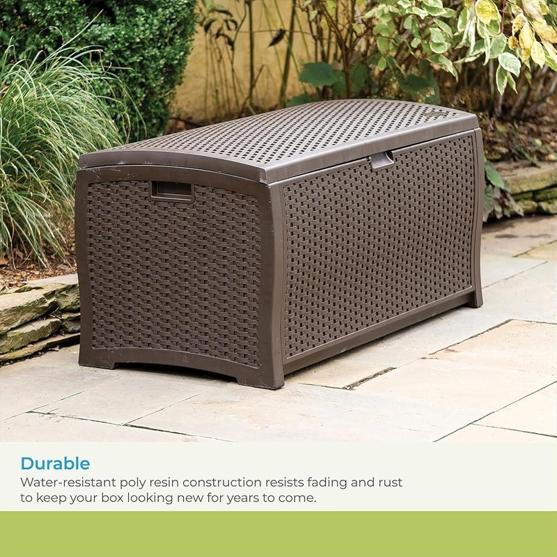 Durable Outdoor Storage Box Resin Deck Chest Waterproof Patio Organizer New gallery