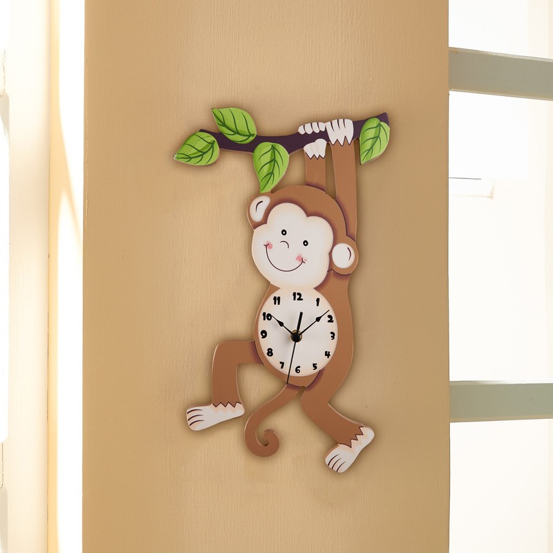 Fantasy Fields Sunny Safari Monkey Kids Wall Clock, Brown gallery