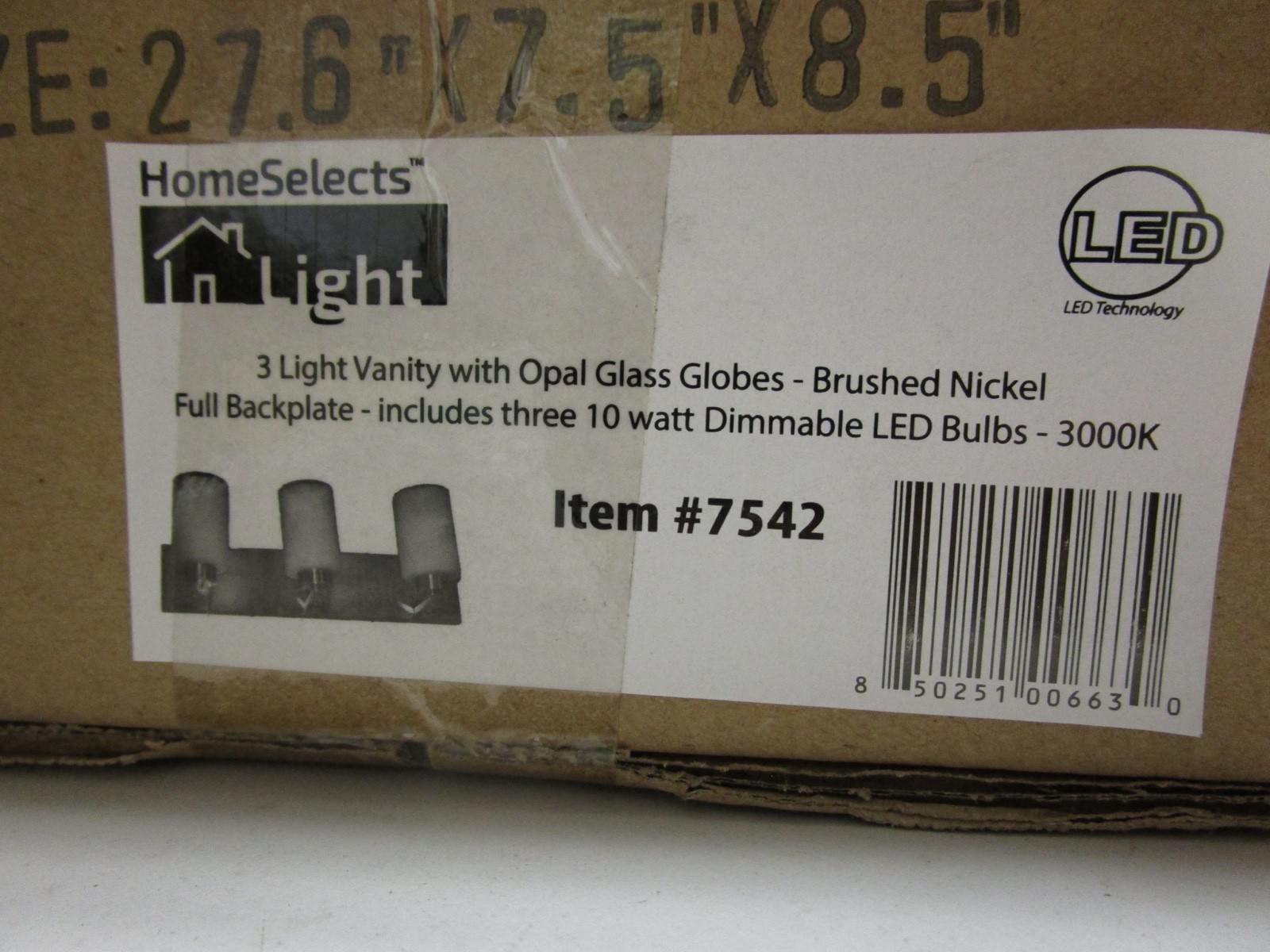 VANITY LIGHT - 3-LIGHT VANITY LIGHT WITH OPAL GLOSS GLOBES - BRUSHED NICKEL 7542 gallery