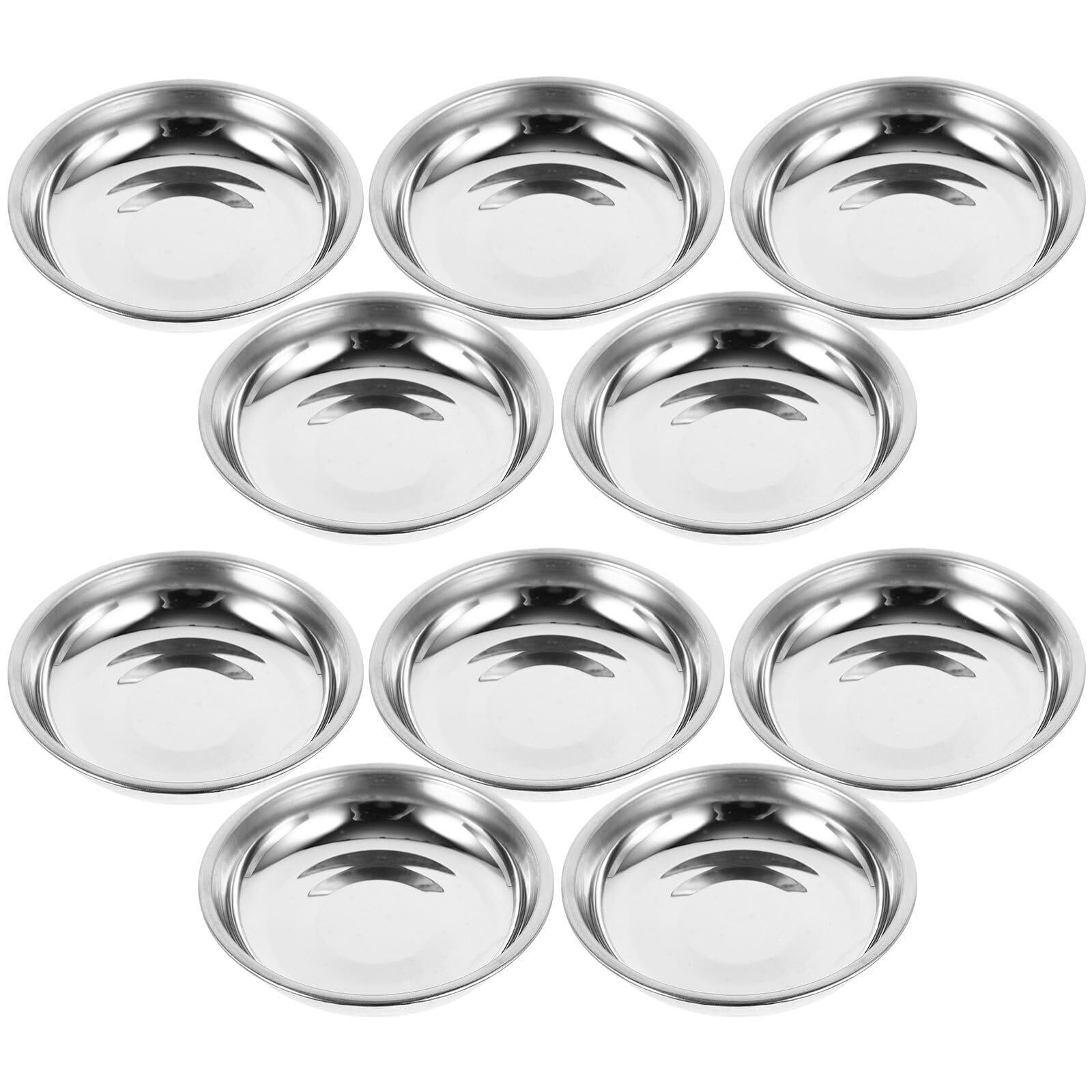 10Pcs 8cm Stainless Steel Small Appetizer Plates Round Seasoning Saucers Food gallery